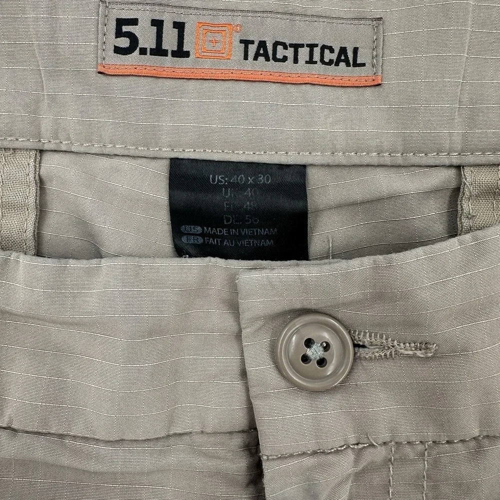 5.11 Tactical Ripstop Cargo Pants Khaki Tan Straight Leg Workwear Mens 40x30